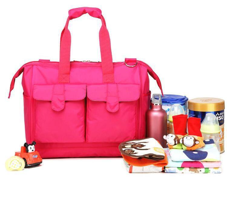 Pink Nylon Baby Bag with Shoulder Strap