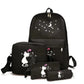 Black Cat Print 4-Piece Backpack Set for Girls