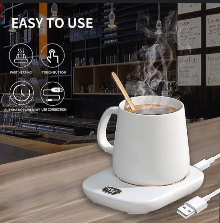 White Electric Mug Heater with Touch Control