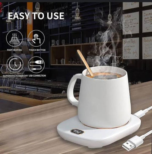 White Electric Mug Heater with Touch Control
