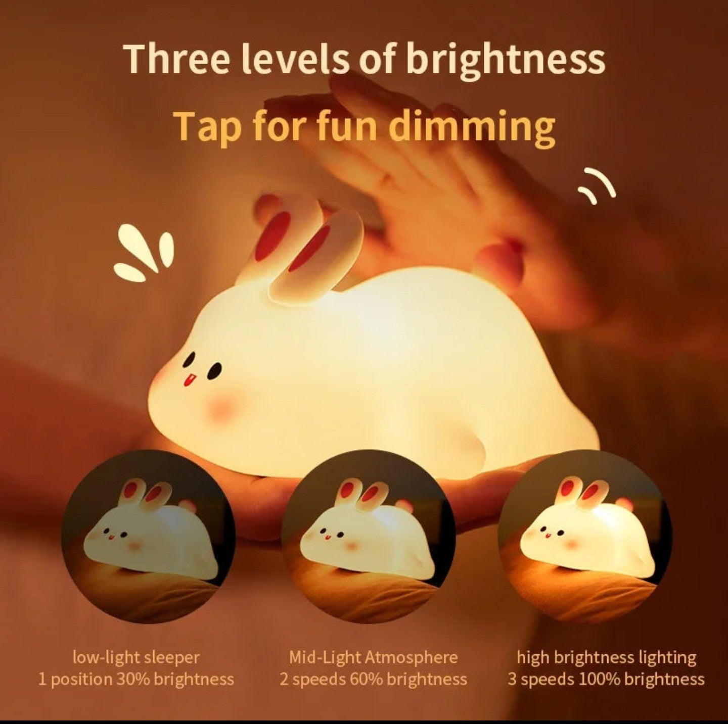Cute Rabbit Silicone Lamp Soft Touch Night Light For Kids And Home Decor