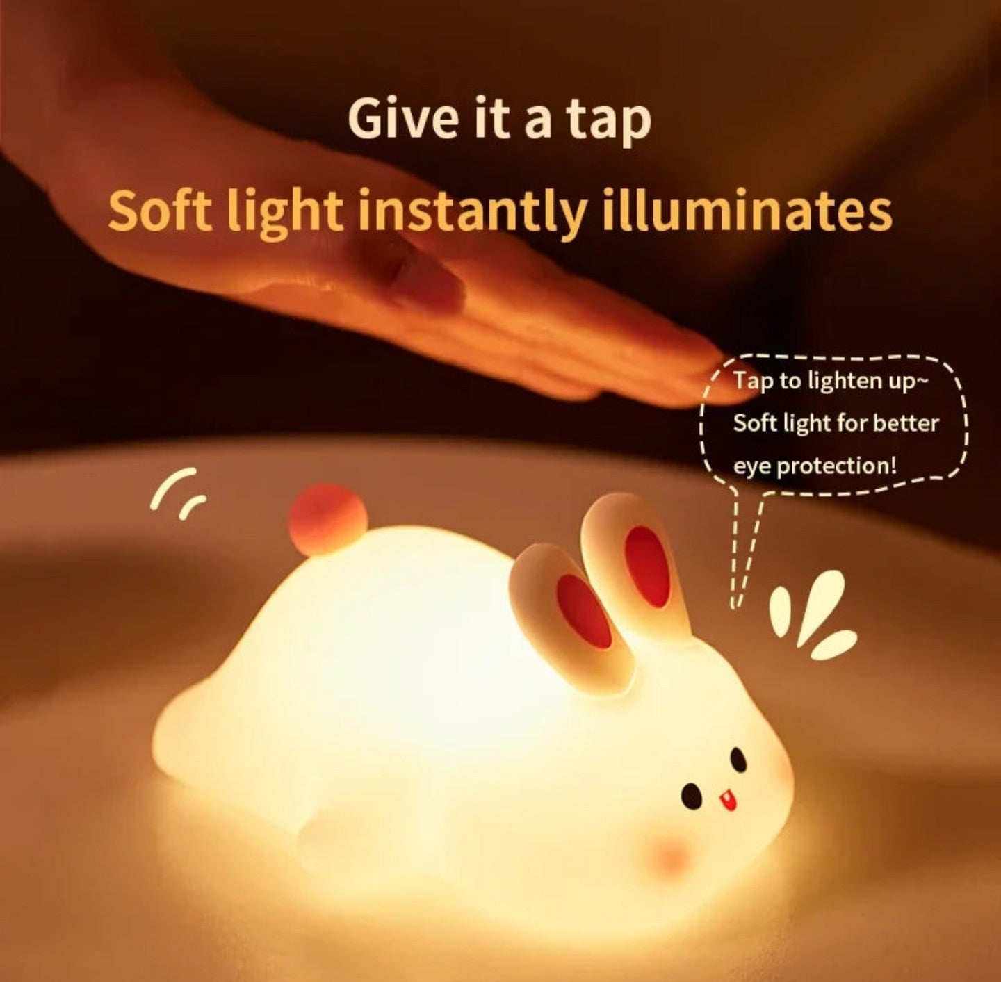Cute Rabbit Silicone Lamp Soft Touch Night Light For Kids And Home Decor